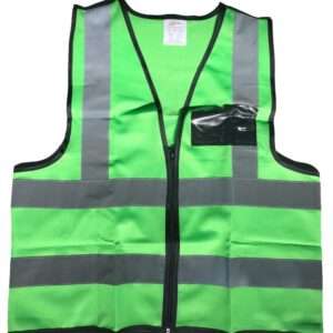 EMERALD GREEN REFLECTIVE VEST WITH ZIP & ID POUCH - Image 1