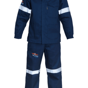 NAVY FLAME/ACID RETARDANT 2PC CONTI SUIT WITH REFLECTIVE TAPE (SABS) Sasol Spec - Image 1