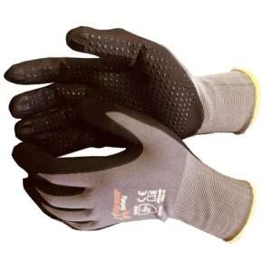 Pioneer 15 G Grey Nylon Liner, Black Water Base PU Palm With Nitrile D