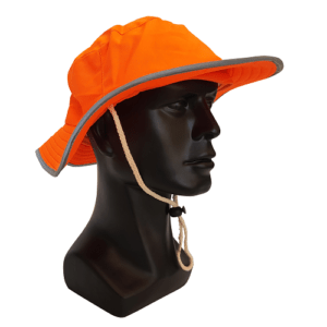 ORANGE BRIMMED BUSH HAT with REFLECTIVE TAPE - Image 1