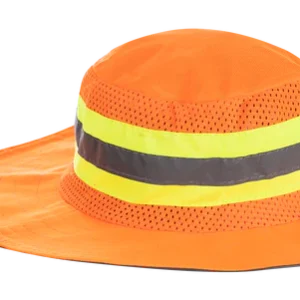 ORANGE BRIMMED BUSH HAT with REFLECTIVE TAPE - Image 1