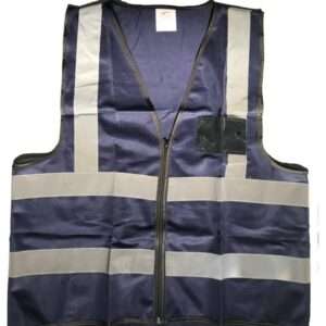 NAVY REFLECTIVE VEST WITH ZIP & ID POUCH - Image 1
