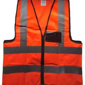 ORANGE REFLECTIVE VEST WITH ZIP & ID POUCH - Image 1