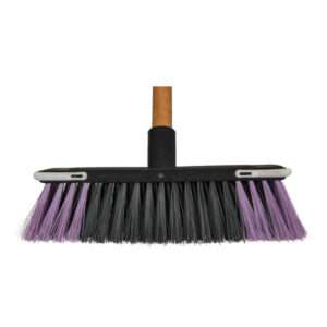 Plastic Back Screw Fit Broom - Crimped - Wooden Handle - Image 1