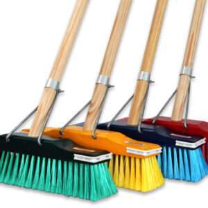 Supa Deluxe Broom - Flagged - Coloured Wooden Back with Matching Brist - Image 1