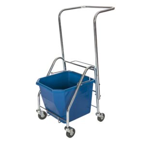 TROLLEY SINGLE BUCKET ECONOMY FRAME ONLY FIXED HANDLE GALVANISED WITH CASTORS - Image 1